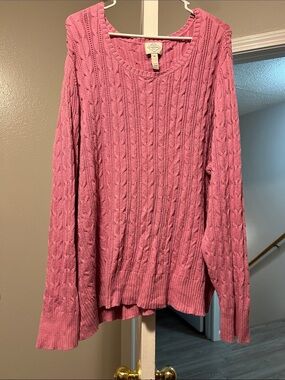 St. John's Bay Rose Pink Cable Crewneck Sweater